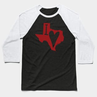 Red I Heart Texas, I Love Texas Baseball T-Shirt